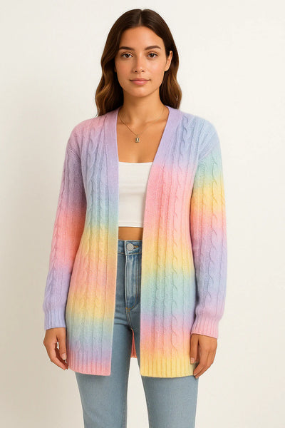 Women’s Cardigan - Cable Knit - Oversized Fit - Open Front - Long Sleeve Casual Layer