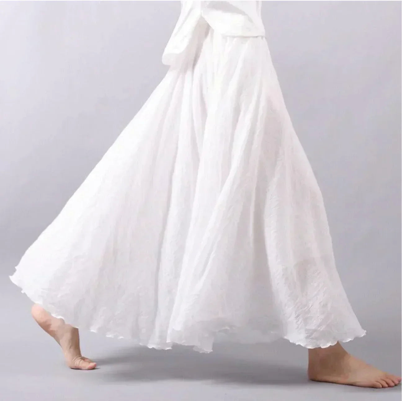 Women’s Maxi Skirt – Flowing Silhouette – Crinkled Texture – Breathable Blend – Boho Style