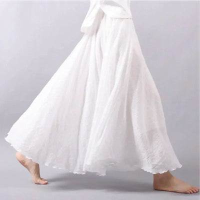 Women’s Maxi Skirt – Flowing Silhouette – Crinkled Texture – Breathable Blend – Boho Style