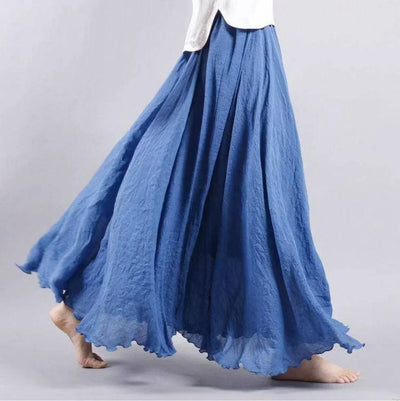 Women’s Maxi Skirt – Flowing Silhouette – Crinkled Texture – Breathable Blend – Boho Style