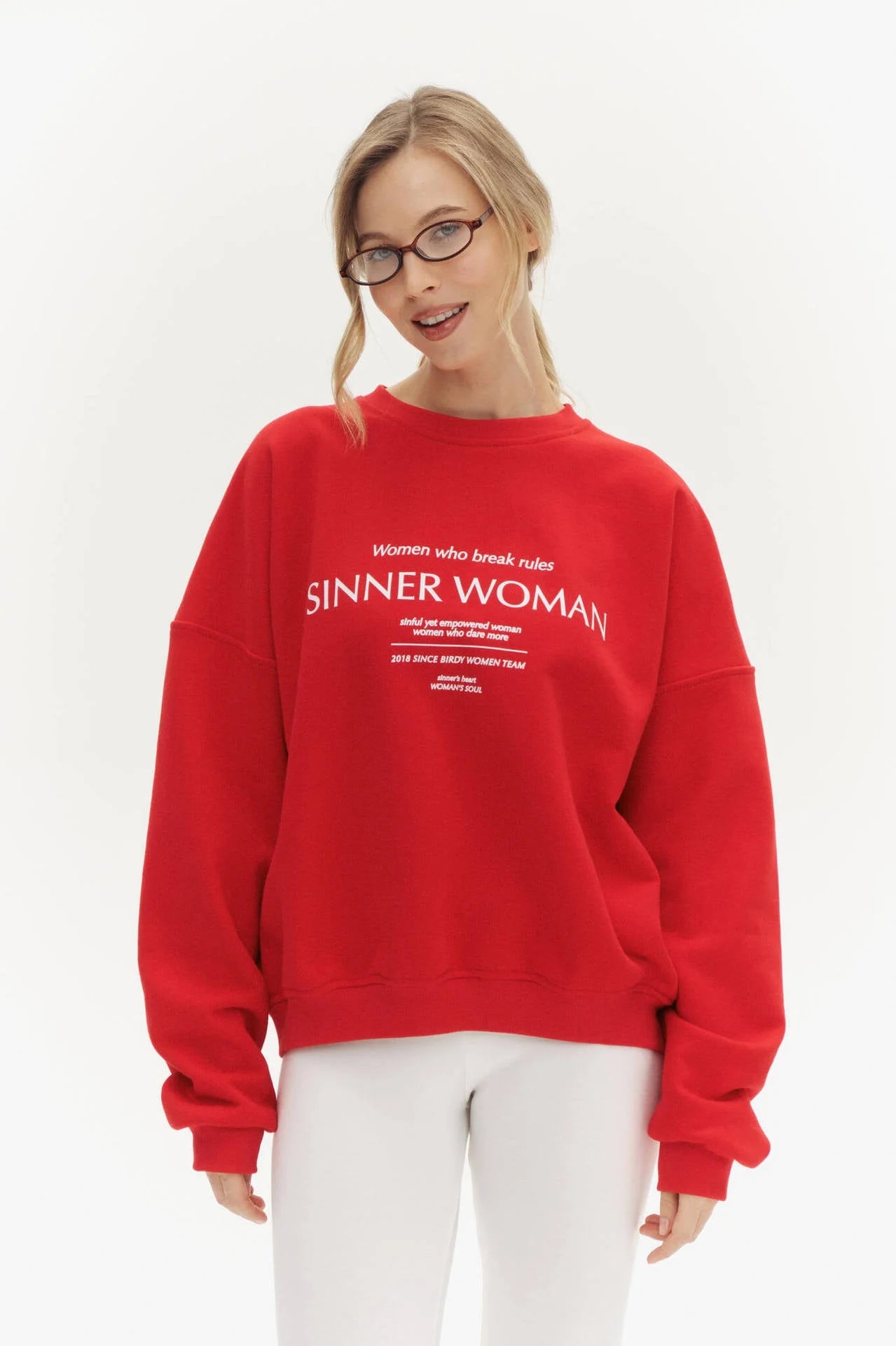 Women’s Sweatshirt - Oversized Fit - Crew Neck - Soft Cotton Blend - Graphic Front