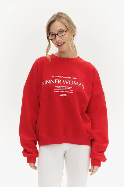 Women’s Sweatshirt - Oversized Fit - Crew Neck - Soft Cotton Blend - Graphic Front